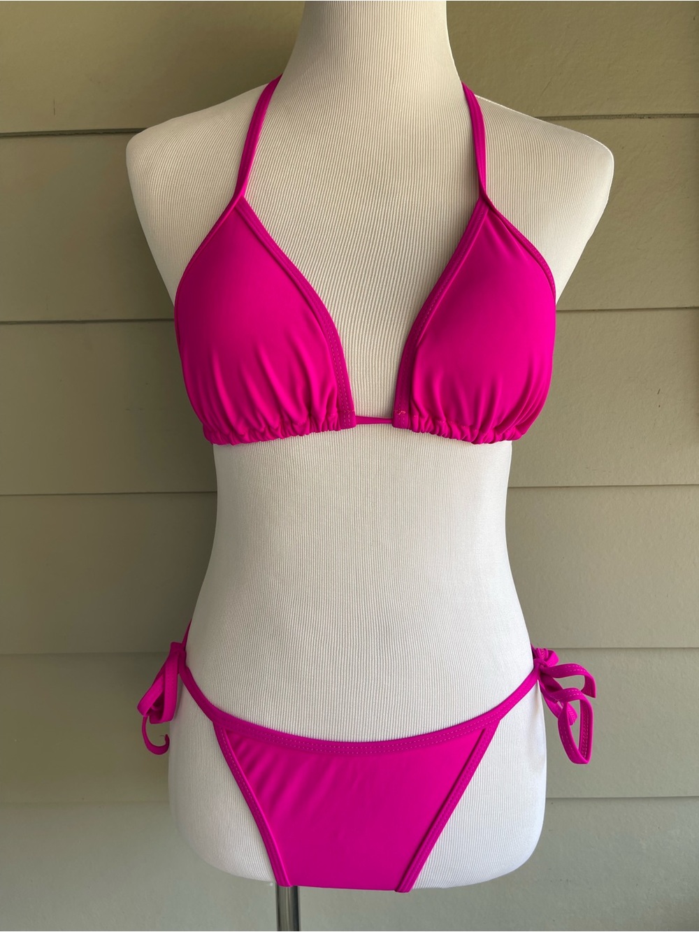 Women’s Hot Pink Triangle Tie-Side Bikini